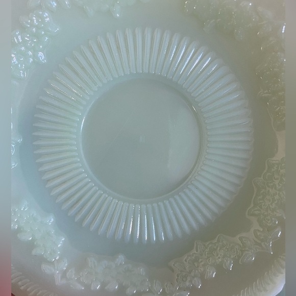 SET of 2 Vintage Fire King Jadeite Alice Pattern Saucers 6” Floral Design Plate - Picture 3 of 4